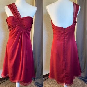 Symphony of Venus One Shoulder Berry Red Chiffon Cocktail Dress BM1267 Womens 10